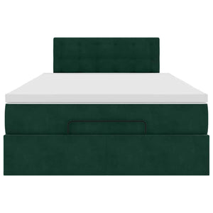 Οθωμανικό κρεβάτι με στρώμα & LEDs Dark Green 120x200cm Velvet - Pakobazaar