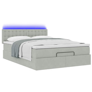 Οθωμανικό κρεβάτι με στρώμα&LEDs Ανοιχτό γκρι 140x190cm Βελούδο - Pakobazaar