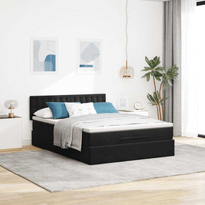 Οθωμανικό κρεβάτι με στρώμα & LEDs Μαύρο 140x190cm Velvet - Pakobazaar