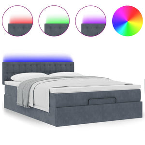 Οθωμανικό κρεβάτι με στρώμα & LEDs Σκούρο γκρι 140x200cm Velvet