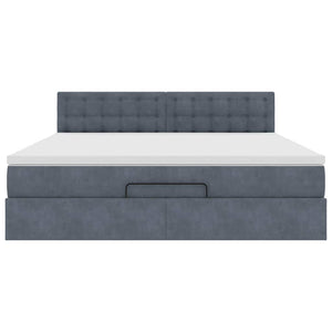 Οθωμανικό κρεβάτι με στρώμα & LEDs Σκούρο γκρι 180x200cm Velvet - Pakobazaar