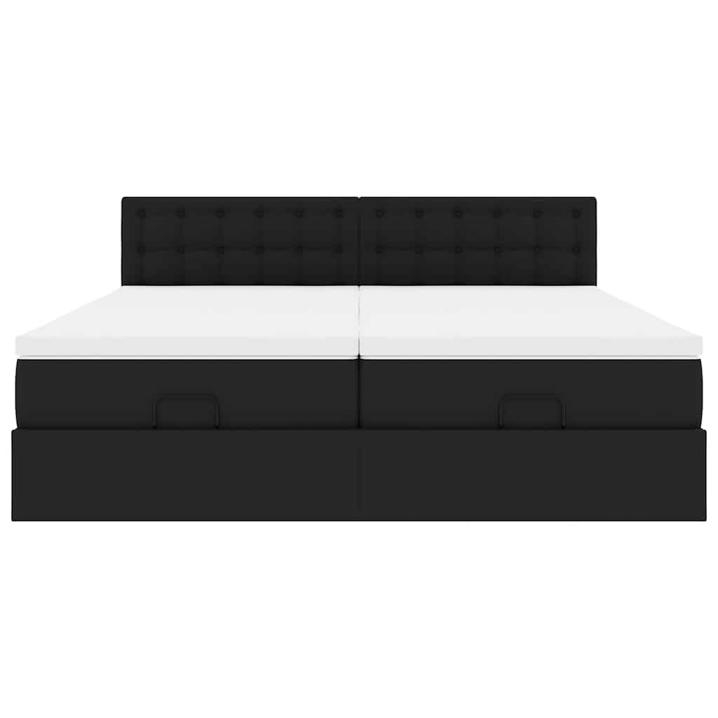 Οθωμανικό κρεβάτι με στρώματα & LEDs Μαύρο Faux Leather - Pakobazaar