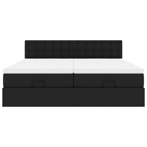Οθωμανικό κρεβάτι με στρώματα & LEDs Μαύρο Faux Leather - Pakobazaar
