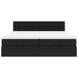 Οθωμανικό κρεβάτι με στρώματα & LEDs Μαύρο Faux Leather - Pakobazaar