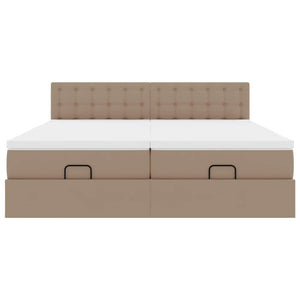 Οθωμανικό κρεβάτι με στρώματα & LEDs Cappucino Faux Leather
