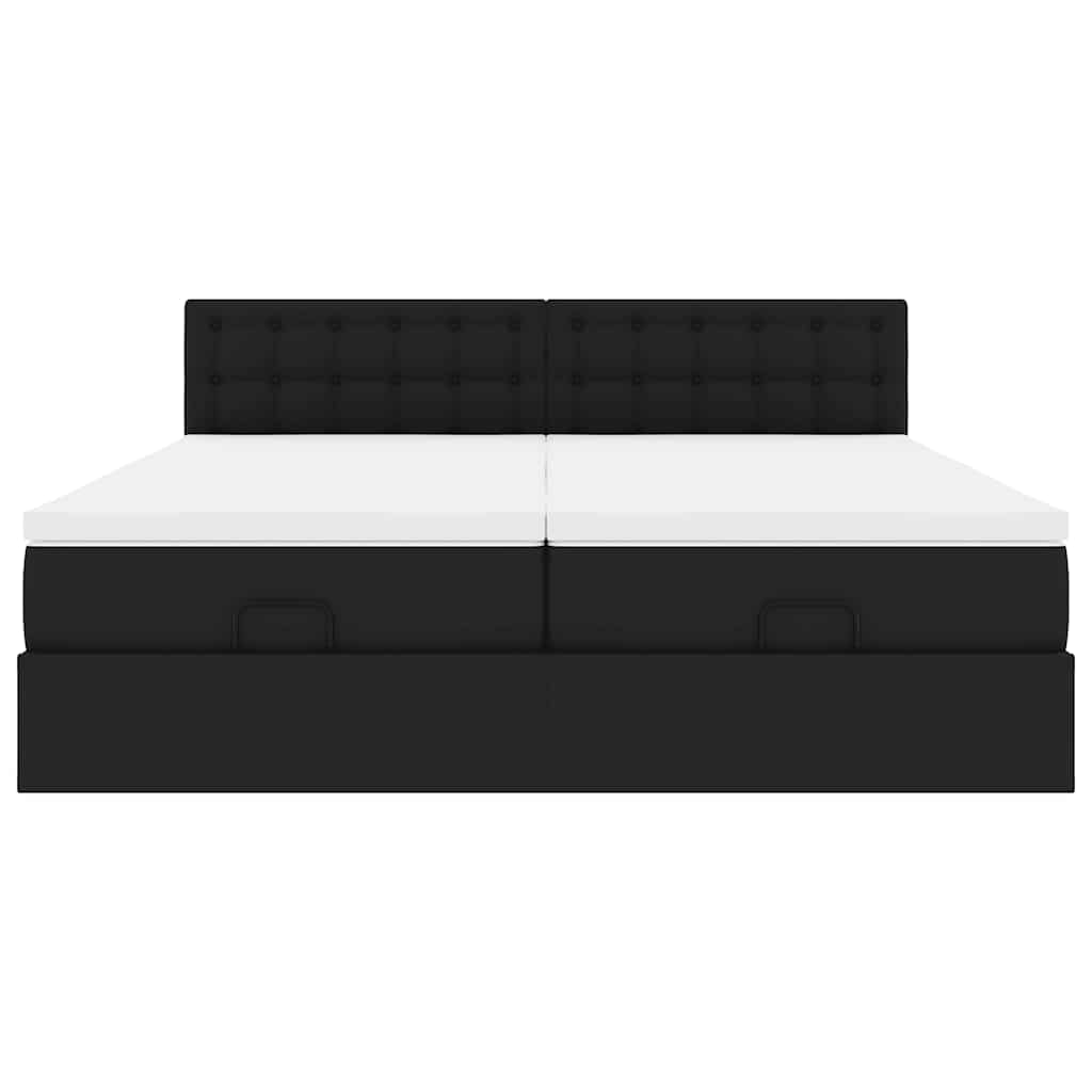 Οθωμανικό κρεβάτι με στρώματα & LEDs Μαύρο Faux Leather - Pakobazaar