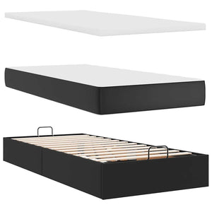 Οθωμανικό κρεβάτι με στρώματα & LEDs Μαύρο Faux Leather - Pakobazaar