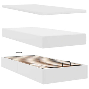 Οθωμανικό κρεβάτι με στρώματα&LEDs Λευκό 200x200cm Faux Leather - Pakobazaar