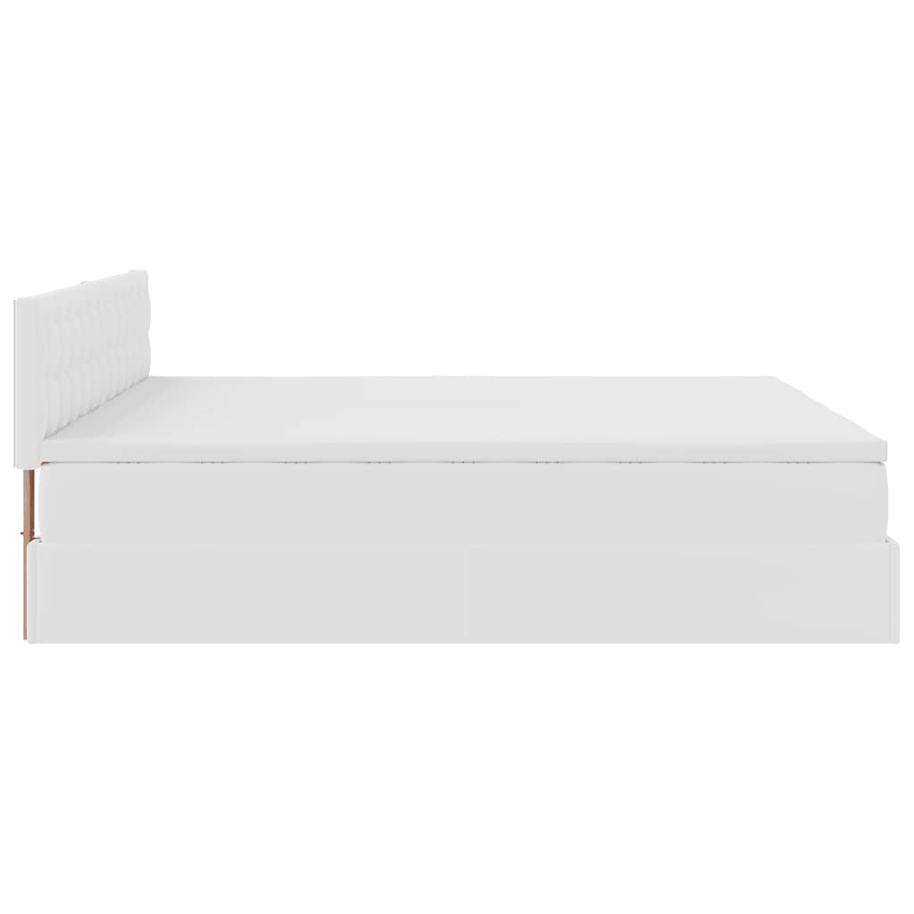 Οθωμανικό κρεβάτι με στρώματα&LEDs Λευκό 200x200cm Faux Leather - Pakobazaar