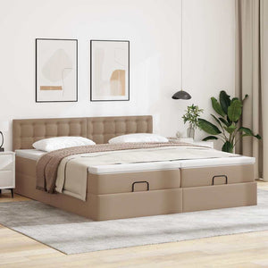 Οθωμανικό κρεβάτι με στρώματα & LEDs Cappucino Faux Leather - Pakobazaar
