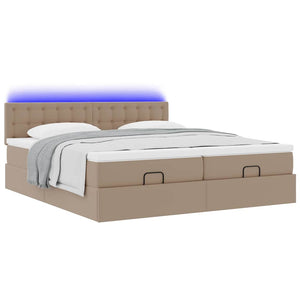 Οθωμανικό κρεβάτι με στρώματα & LEDs Cappucino Faux Leather - Pakobazaar