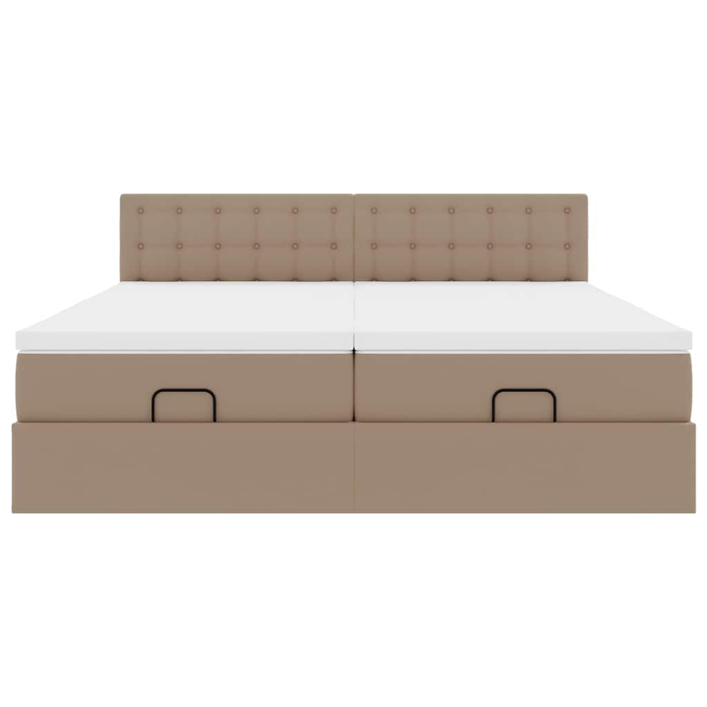 Οθωμανικό κρεβάτι με στρώματα & LEDs Cappucino Faux Leather - Pakobazaar