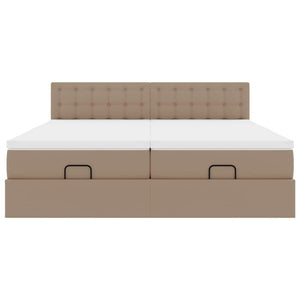 Οθωμανικό κρεβάτι με στρώματα & LEDs Cappucino Faux Leather - Pakobazaar