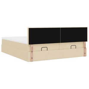 Οθωμανικό κρεβάτι με στρώματα & LEDs Κρέμα 160x200cm ύφασμα - Pakobazaar