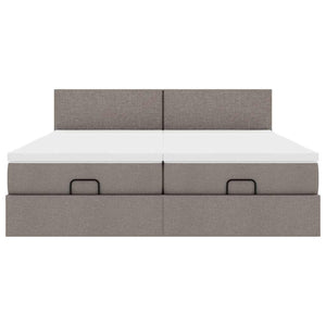 Οθωμανικό κρεβάτι με στρώματα & LEDs Taupe 180x200cm ύφασμα