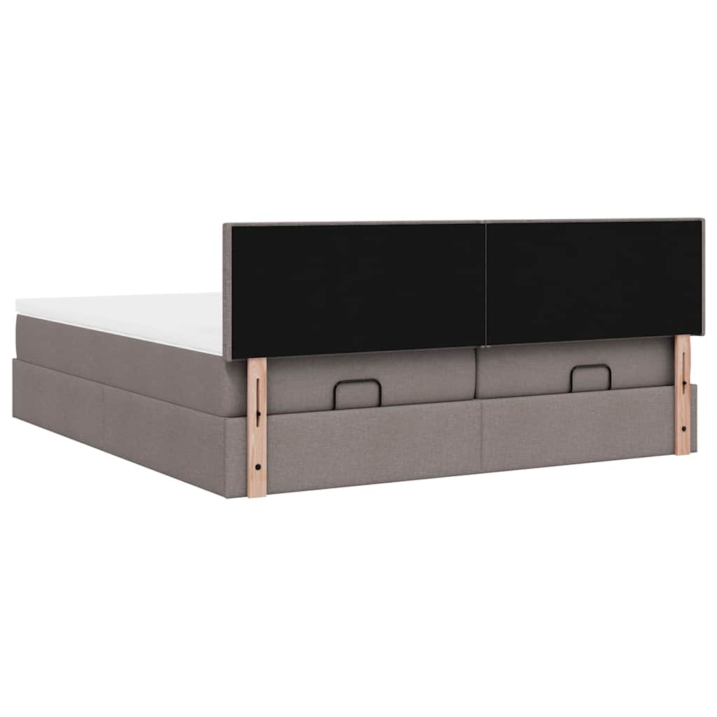 Οθωμανικό κρεβάτι με στρώματα & LEDs Taupe 200x200cm ύφασμα