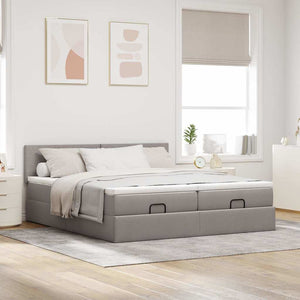 Οθωμανικό κρεβάτι με στρώματα & LEDs Taupe 200x200cm ύφασμα