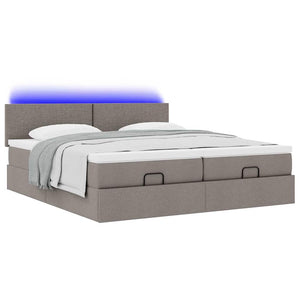 Οθωμανικό κρεβάτι με στρώματα & LEDs Taupe 200x200cm ύφασμα