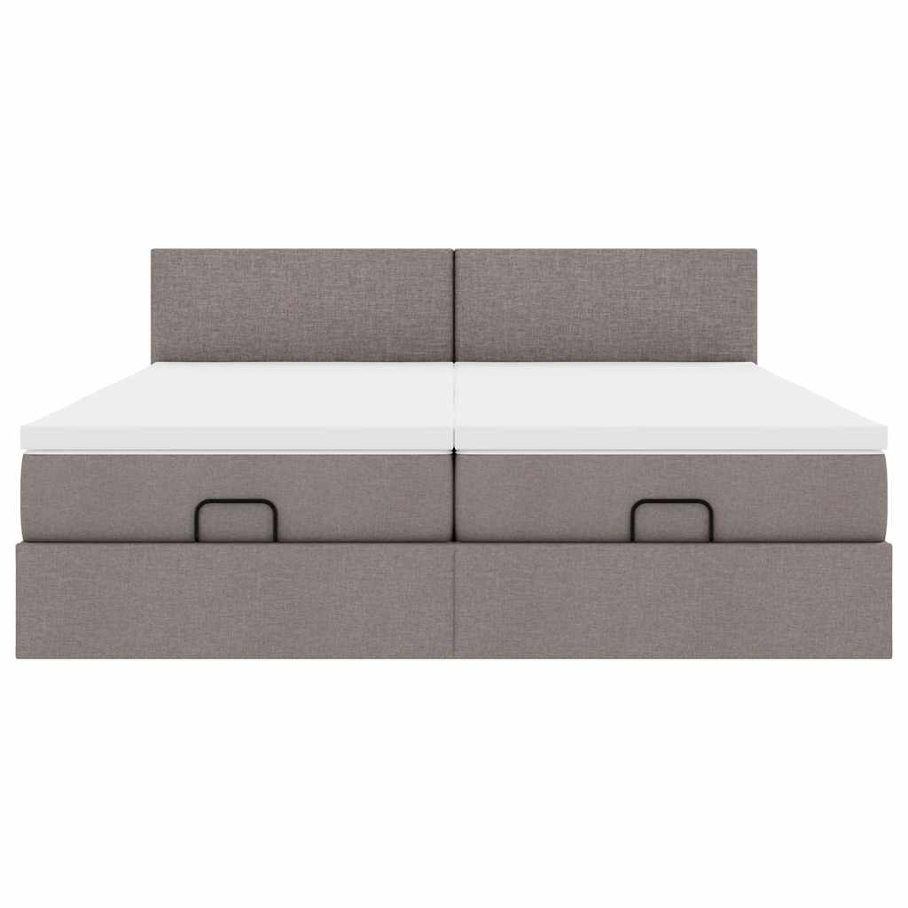 Οθωμανικό κρεβάτι με στρώματα & LEDs Taupe 200x200cm ύφασμα