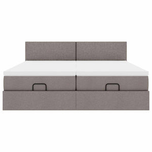 Οθωμανικό κρεβάτι με στρώματα & LEDs Taupe 200x200cm ύφασμα