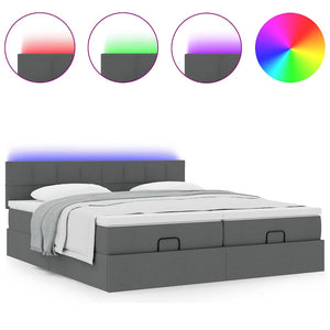 Οθωμανικό κρεβάτι με στρώματα&LEDs Σκούρο γκρι 160x200cm ύφασμα - Pakobazaar