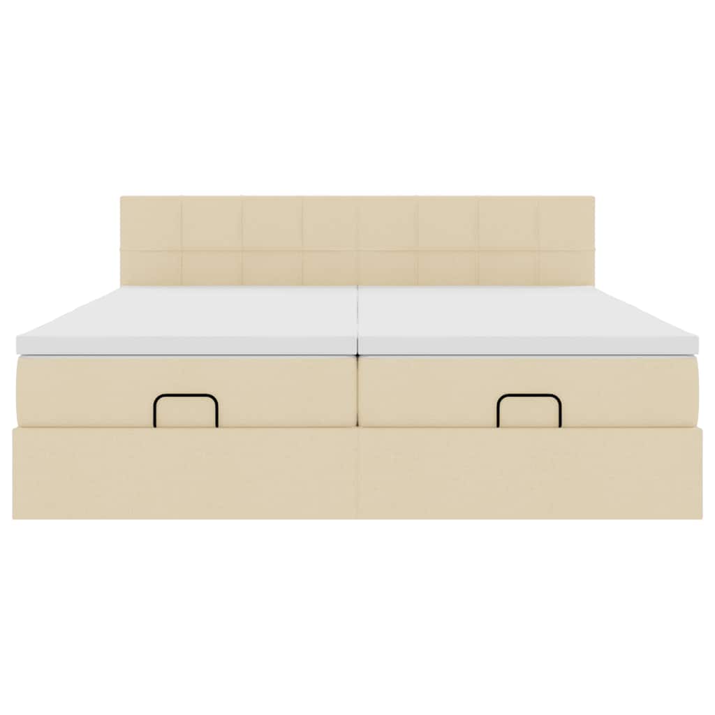 Οθωμανικό κρεβάτι με στρώματα & LEDs Κρέμα 160x200cm ύφασμα - Pakobazaar