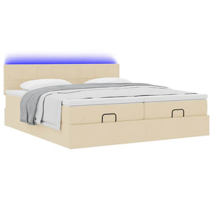 Οθωμανικό κρεβάτι με στρώματα & LEDs Κρέμα 180x200cm ύφασμα - Pakobazaar