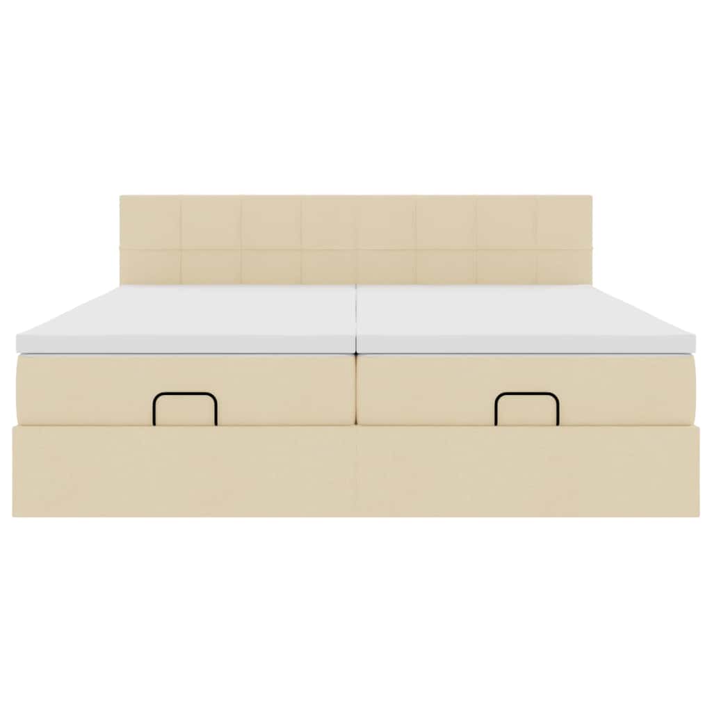 Οθωμανικό κρεβάτι με στρώματα & LEDs Κρέμα 180x200cm ύφασμα - Pakobazaar