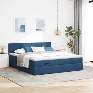 Οθωμανικό κρεβάτι με στρώματα & LEDs Μπλε 180x200cm ύφασμα - Pakobazaar