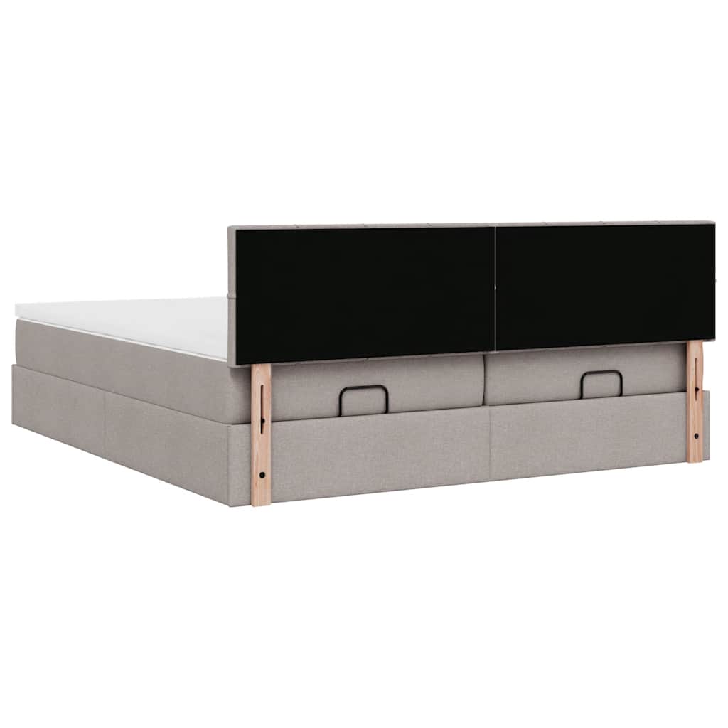 Οθωμανικό κρεβάτι με στρώματα & LEDs Taupe 200x200cm ύφασμα
