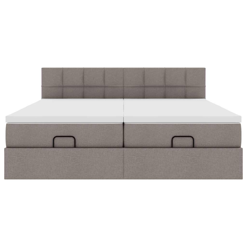 Οθωμανικό κρεβάτι με στρώματα & LEDs Taupe 200x200cm ύφασμα