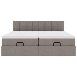 Οθωμανικό κρεβάτι με στρώματα & LEDs Taupe 200x200cm ύφασμα