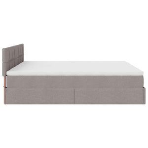 Οθωμανικό κρεβάτι με στρώματα & LEDs Taupe 200x200cm ύφασμα