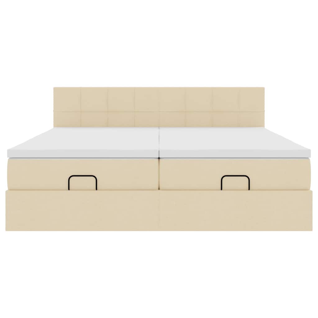 Οθωμανικό κρεβάτι με στρώματα & LEDs Κρέμα 200x200cm ύφασμα