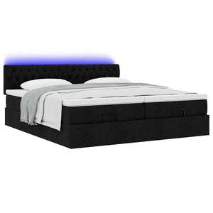 Οθωμανικό κρεβάτι με στρώματα & LEDs Μαύρο ύφασμα 180x200cm - Pakobazaar