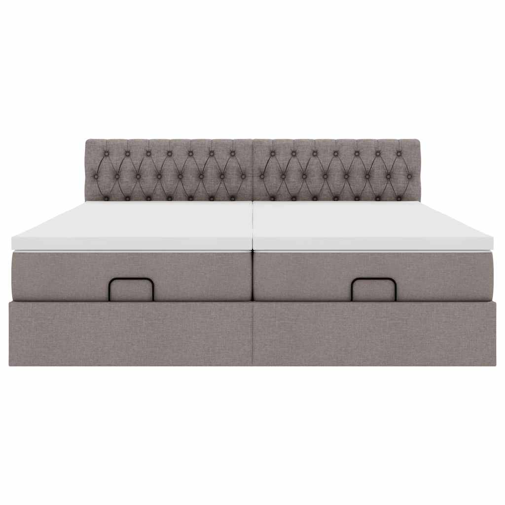Οθωμανικό κρεβάτι με στρώματα & LEDs Taupe 180x200cm ύφασμα