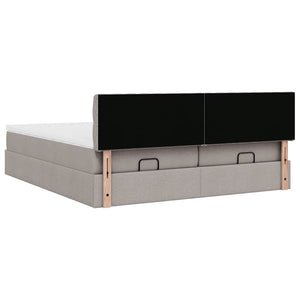 Οθωμανικό κρεβάτι με στρώματα & LEDs Taupe 200x200cm ύφασμα