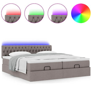 Οθωμανικό κρεβάτι με στρώματα & LEDs Taupe 200x200cm ύφασμα