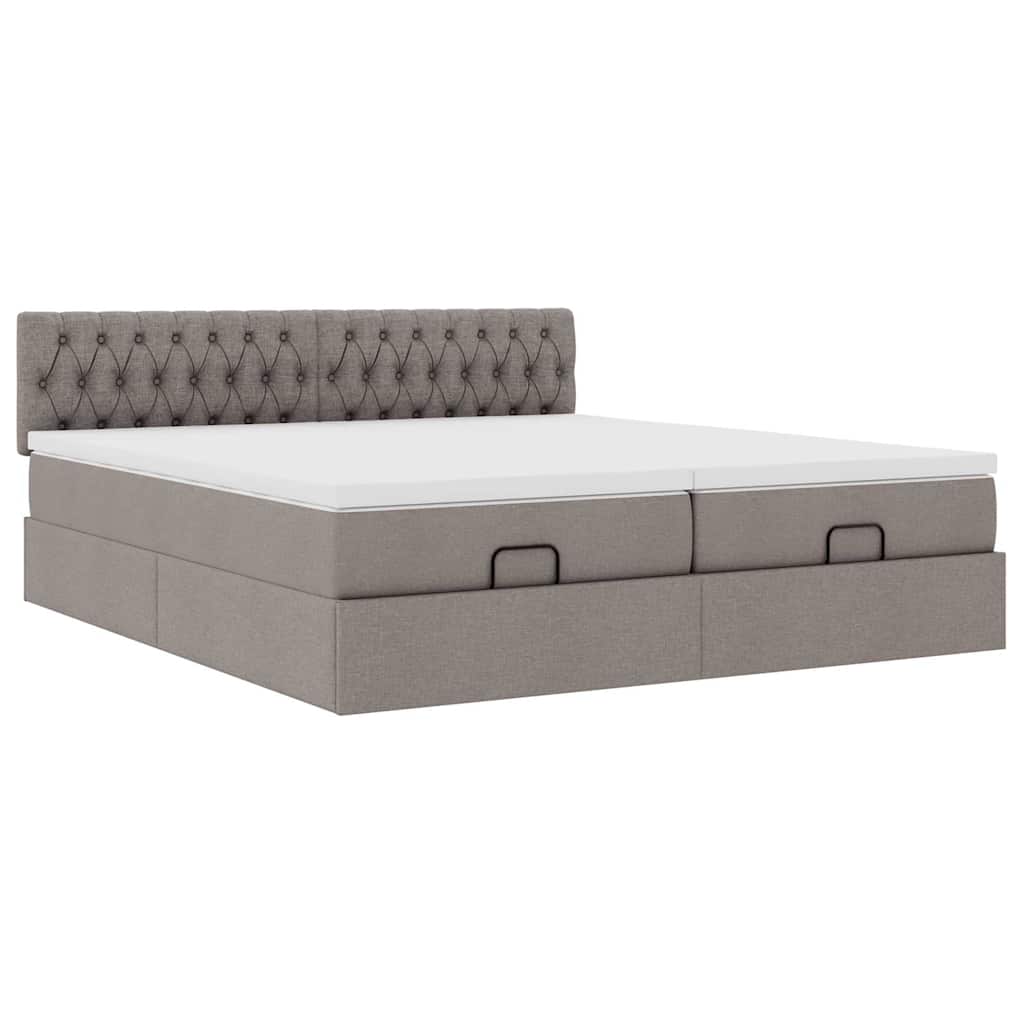 Οθωμανικό κρεβάτι με στρώματα & LEDs Taupe 200x200cm ύφασμα