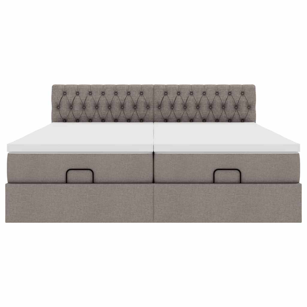 Οθωμανικό κρεβάτι με στρώματα & LEDs Taupe 200x200cm ύφασμα