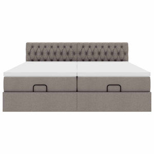 Οθωμανικό κρεβάτι με στρώματα & LEDs Taupe 200x200cm ύφασμα