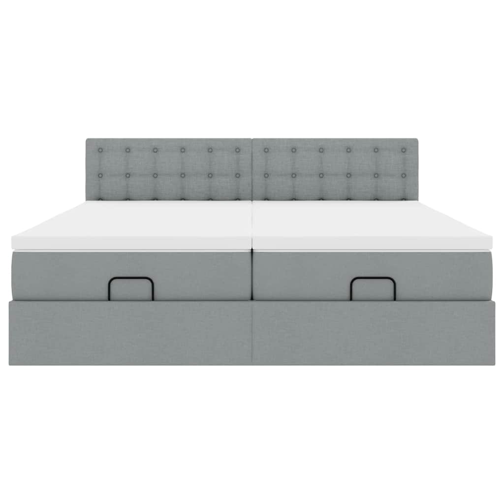 Οθωμανικό κρεβάτι με στρώματα & LEDs Ανοιχτό γκρι ύφασμα - Pakobazaar