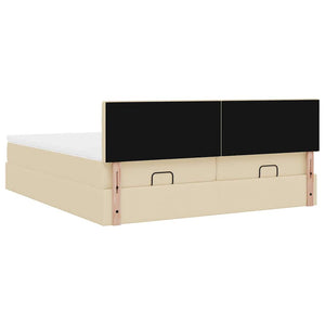Οθωμανικό κρεβάτι με στρώματα & LEDs Κρέμα 160x200cm ύφασμα - Pakobazaar