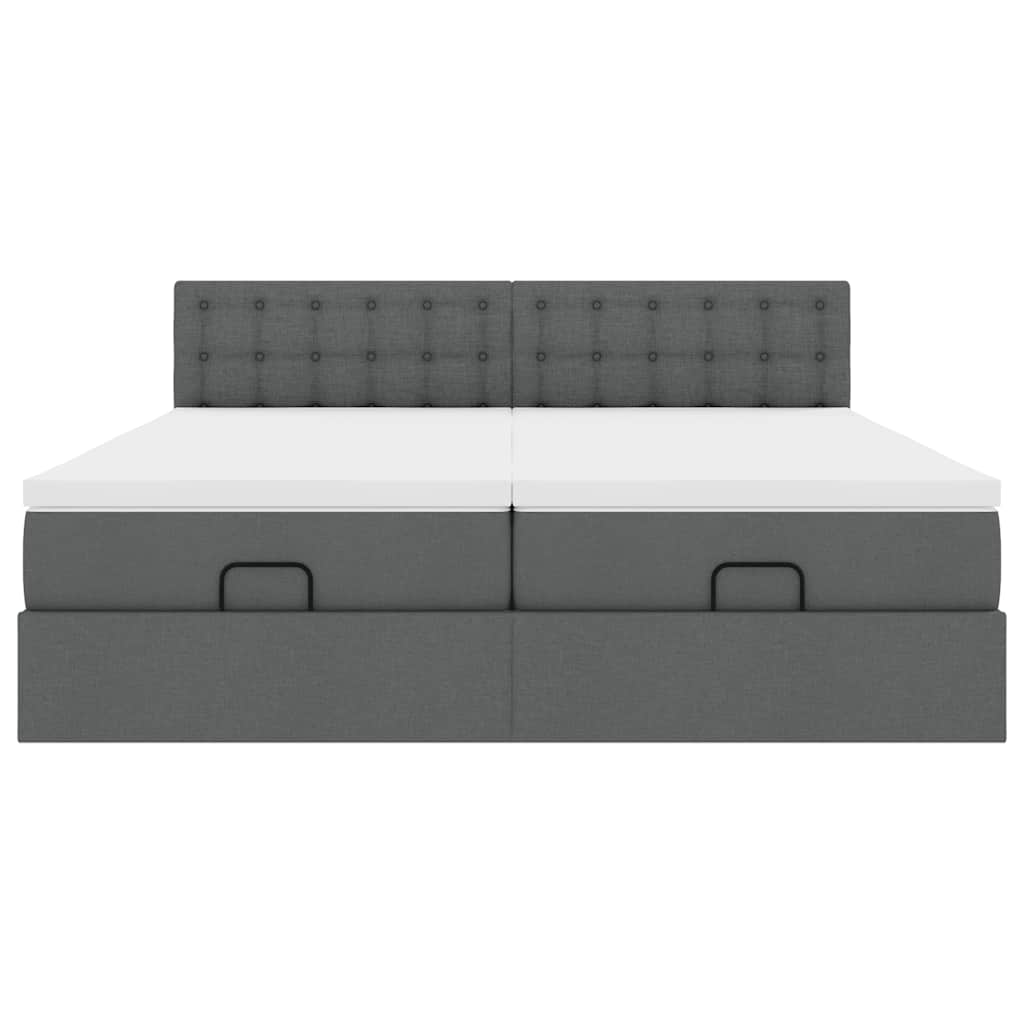 Οθωμανικό κρεβάτι με στρώματα&LEDs Σκούρο γκρι 180x200cm ύφασμα - Pakobazaar