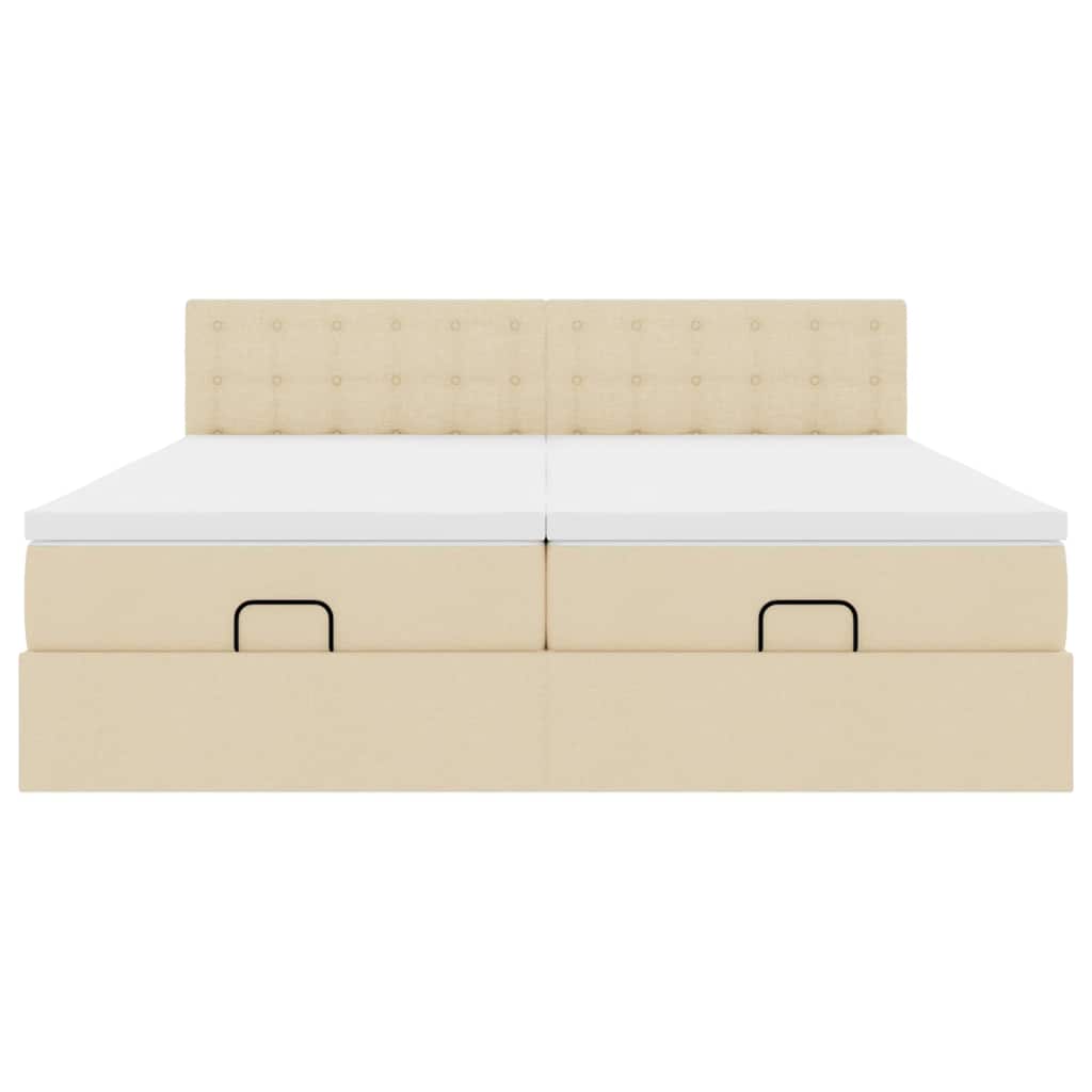 Οθωμανικό κρεβάτι με στρώματα & LEDs Κρέμα 180x200cm ύφασμα - Pakobazaar