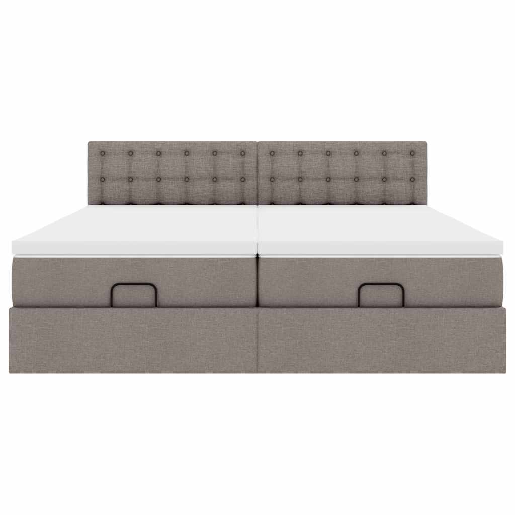 Οθωμανικό κρεβάτι με στρώματα & LEDs Taupe 200x200cm ύφασμα - Pakobazaar