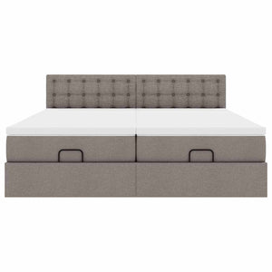 Οθωμανικό κρεβάτι με στρώματα & LEDs Taupe 200x200cm ύφασμα - Pakobazaar