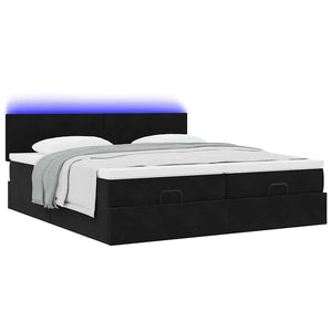 Οθωμανικό κρεβάτι με στρώματα & LEDs Μαύρο 160x200cm Velvet - Pakobazaar