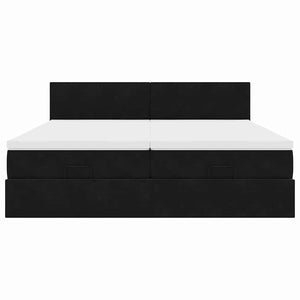 Οθωμανικό κρεβάτι με στρώματα & LEDs Μαύρο 180x200cm Velvet - Pakobazaar