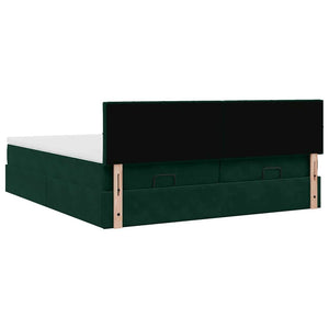 Οθωμανικό κρεβάτι με στρώματα&LEDs Dark Green 180x200cm Velvet - Pakobazaar